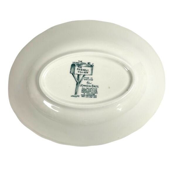 Johnson Bros Friendly Village England Vintage Village Green 8" Oval Serving Bowl - Picture 5 of 6